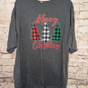 ♥️Merry Christmas T Shirt 2xl Womens Plaid TreesVery good pre-owned condition